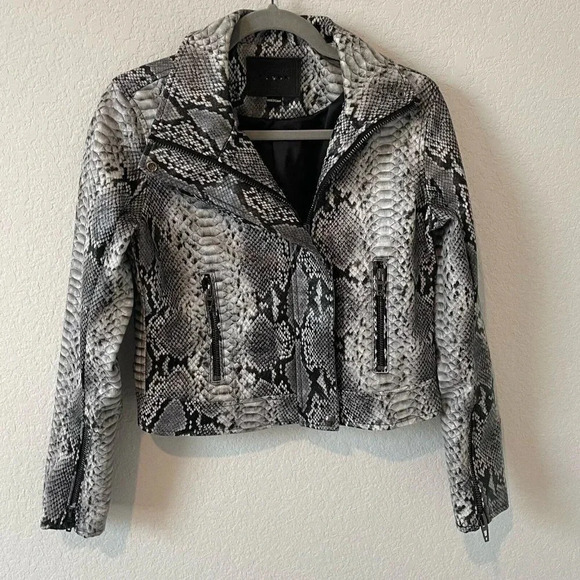 Blank NYC Snake Moto Jacket Womens Small Faux Leather - Picture 1 of 12